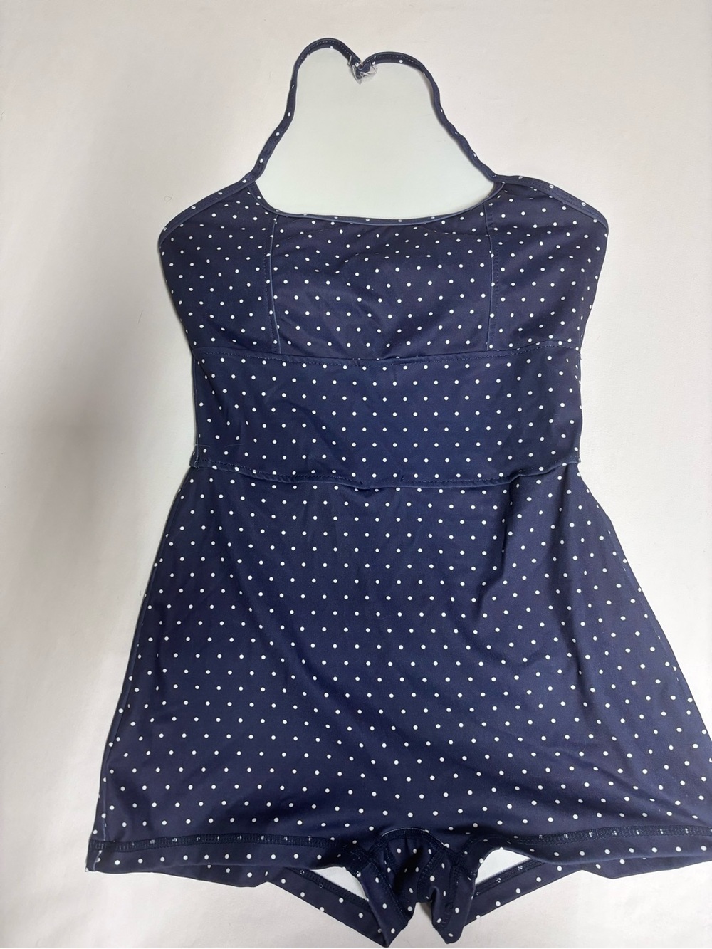 Aralina Retro Pin Up One Piece Swimsuit S Navy Polka Dot Halter Boyshort